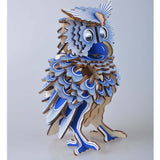 Wooden Puzzle Blue Owl Animal Art 3D Model DIY Assembly Toy - Toysoff.com