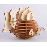 Wooden Puzzle Lucky Cat Animal 3D Model DIY Assembly Toy - Toysoff.com