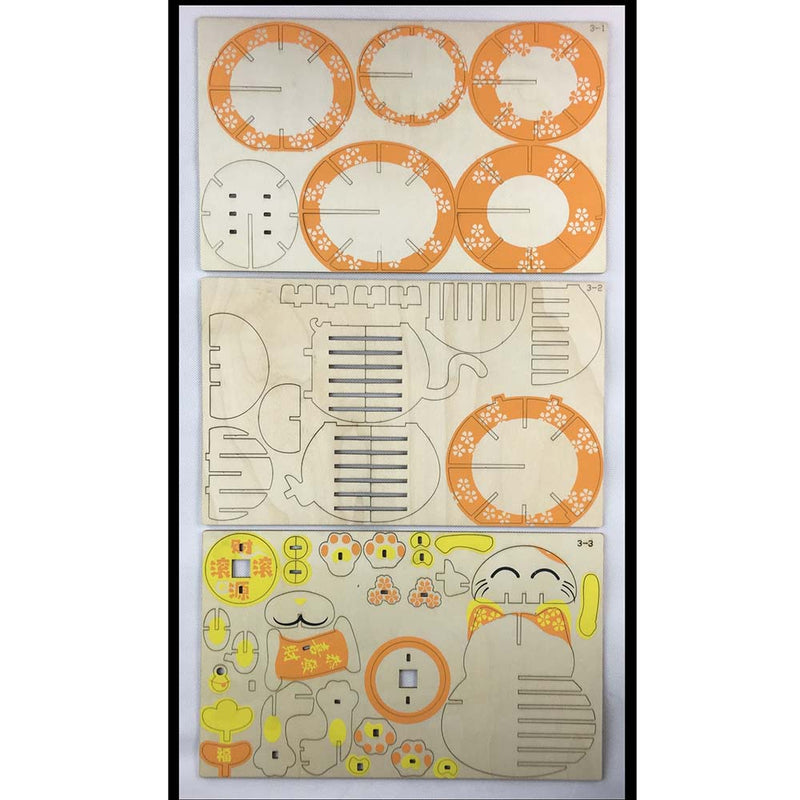 Wooden Puzzle Lucky Cat Animal 3D Model DIY Assembly Toy - Toysoff.com
