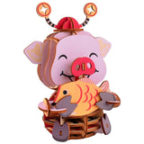 Wooden Puzzle Lucky Pig Animal 3D Model DIY Assembly Toy - Toysoff.com