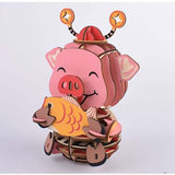 Wooden Puzzle Lucky Pig Animal 3D Model DIY Assembly Toy - Toysoff.com