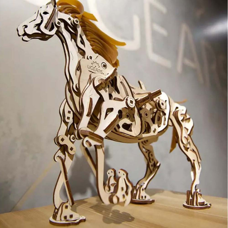 Wooden Puzzle Movable Horse Model Mechanical Rotation DIY Assembly Toy - Toysoff.com