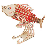 Wooden Puzzle Red Carp Animal 3D Model DIY Assembly Toy - Toysoff.com